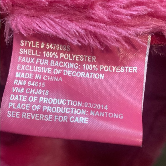 Girls Y2K Kids Pink Hooded Jacket Sz 5 Vegan Suede Leather Warm Winter Long Coat - Picture 6 of 7